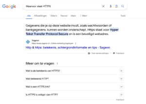 Voorbeeld van featured snippet
